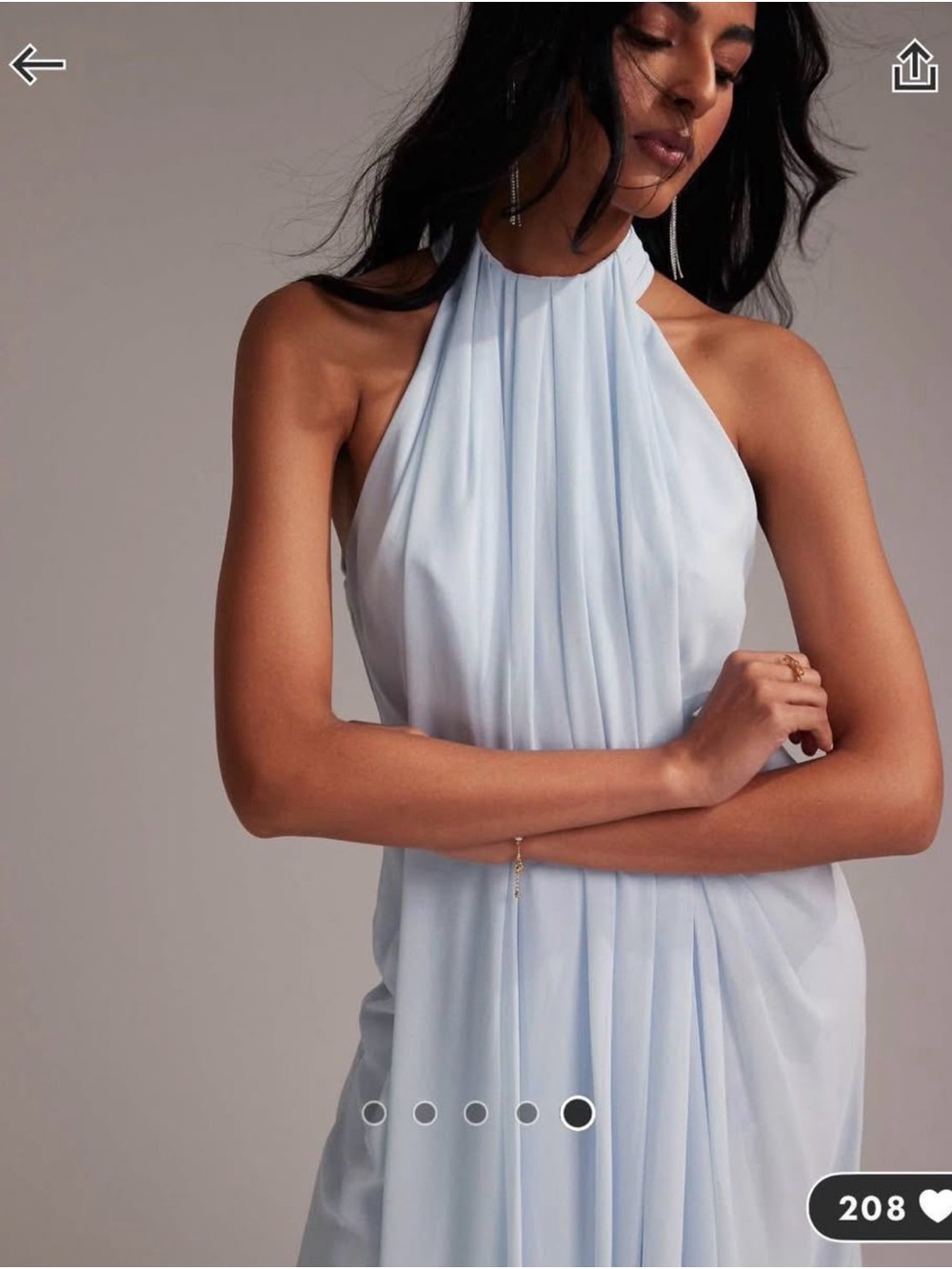 ASOS Pale Blue Halter Maxi Dress - Picture 3 of 7